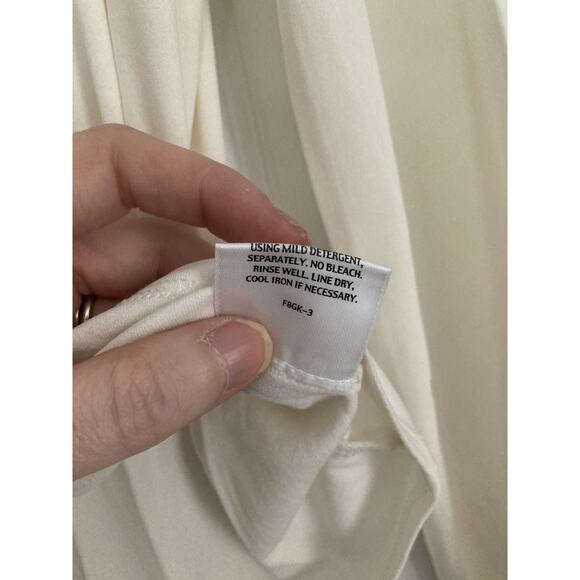 Eileen Fisher Stretch Silk Jersey Scrunch Neck Top Turtleneck Cream Small - Picture 5 of 11